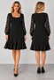 Women's Long Sleeve Round Neck Lace Sleeve and Hem Detail Flounced Short Imported Crepe Dress Casual Stylish Event Dress - 4