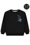 Ocean Printed Sweatshirt for Ages 8-13 - Black