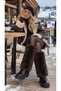 Brown Lux Soft Textured Plush Women's Leggings - 4