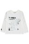 T-Rex Dinosaur Printed Sweatshirt for Ages 2-7 - Ecru