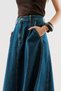 Long Stitched Denim Skirt Blue - 6