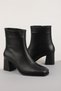 Women's Genuine Leather Medium Heeled Office Boots Shhn.1240 Black Leather - 6