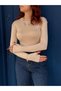 Half Turtleneck Finger Detail Body - Hpm - Beige - 2
