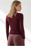 Women's Burgundy Stand Collar Modal Blouse with Stitching Detail Blz-19003478 - 2