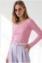 Women's Candy Pink Collar Cuff Lace Detailed Cotton Camisole Blouse Blz-19003482 - 5
