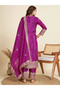 Purple Chinon Embroidered Three-Piece Suit Set - FFT102117 | Purple-Size:4XL-48-Inches - 3