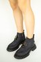 3099 Genuine Leather Rubber Detailed Zippered Serrated Non-Slip Sole Daily Women's Ankle Boots Real Leather Nubuck Navy Blue