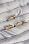 Brass Gold Color Colorful Zircon Stone Square Model Earring Set - 2
