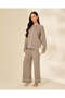 Women Taupe Knitted Wide Leg Trousers - 6
