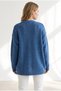Women's Indigo Embroidered Bonjour Oversize Knitwear Sweater Kzk-19001193 - 2