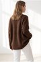 Women's Brown Shawl Collar Bonjour Oversize Knitwear Sweater Kzk-19001193 - 2