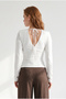 Women's White Pleated Detailed Viscose Blouse with Lace-Up Back Detail Blz-19003480 - 2