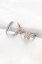 Brass Double Color Stone X Design Rectangular Earrings