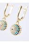 Gold Color Evil Eye Bead Figured Earrings - 2