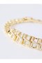 Gold Color Stone Detailed Block Transition Cord Bracelet - 2