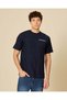 Men Navy Plain Embroidered T-Shirt