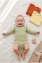 3-Piece Long Sleeve Ribbed Baby Bodysuit Set 100% Cotton Snap Fastener Bodysuit – Yellow, Green, Tile - 6