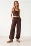 Women's Brown High Waist Drawstring Jogger Sweatpants Eşf-00000090
