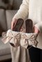 Women's Beige Plush Furry Big Bow Home Slippers - Soft Sole Comfortable Indoor Slippers