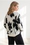 Women's Bone Green Floral Striped Oversize Knitwear Sweater Kzk-19001194 - 2