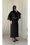 Glittery Crinkled Pleated Dress - Black