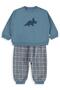 Dinosaur Printed Snap-On Shoulder Set for 2-5 Years Old - Blue