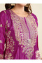 Purple Chinon Embroidered Three-Piece Suit Set - FFT102117 | Purple-Size:4XL-48-Inches - 5