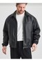 Zr Oversize Men's Leather Jacket Black