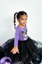 Hat and Rabbit Print Sparkling Long Sleeve Bodysuit & Black Tutu Skirt - 3
