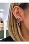 Women's Stainless Steel Earrings with Eye Detail and Stones