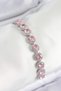 Brass Pink Zircon Stone Circle Baguette Model Silver Color Vip Series Women's Bracelet