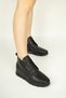 3036 Genuine Leather Rubber Laced Lightweight Comfortable Daily Use Zippered Flat Heeled Orthopedic Ankle Boots Real Leather Black - 2