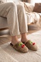 Women's Brown Cherry Decorated Soft Plush Closed-Toe House Slippers - 2