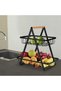2 Tier Countertop Fruit Storage Basket, Vegetable Rack Bread Display Stand for Kitchen, Black - 3