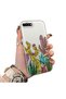 حافظة هاتف بنمط الصبار متوافقة مع iPhone 7 Plus/8 Plus، مصنوعة من الأكريليك الصلب مع حواف من السيليكون