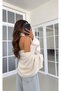 Off-The-Shoulder Double Zipper Balloon Sleeve Knitwear Crop Cardigan. - 2