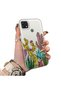Oppo A15/A15S Compatible Acrylic Hard Back Panel with Silicone Edges Cactus Patterned Phone Case