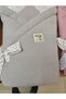 Cotton Pique Baby Swaddle Blanket 85X85 cm – Fiber Filled Newborn Baby Swaddle with Pompom Bow - 3
