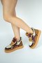3095 Genuine Leather Nubuck Lace-Up Multi Color Thick Sole Flat Heeled Women's Ankle Boots Real Leather Nubuck - 6