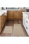 2 Pcs Set Kitchen Mats and Rugs for Floor, 44x75cm+44x120cm Long Washable Non Slip Woven Runner Rug, Rubber Grip Kitchen Floor Carpet Mats for Front of Sink, Laundry Room, Hallway (Khaki) - 3
