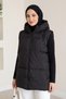 Women's Black Inflatable Vest with Hood and Zipper Pockets - 2