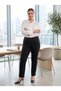 Women's Plus Size Gathering Fabric Trousers with Elastic Waist Lycra Narrow Leg Black - 6