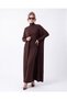 Women's Black Sendy Fabric Two-Piece Set - High-Neck Flowy Maxi Dress and Long Cardigan