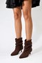 Arora Women's Suede Brown Pointed Toe Thin Heeled Stylish Daily Boots 5 cm Heel - 8