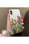 iPhone XS Max Compatible Acrylic Hard Back Panel Silicone Edged Cactus Patterned Phone Case - 2