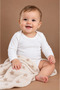 3-Piece White Long Sleeve Baby Bodysuit Set 100% Cotton Envelope Collar Snap Fastener Bodysuit - 6