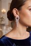 Silver Color Zircon Stone Fringed Model Women's Evening Dress Earrings