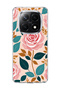 Redmi Note 14 Pro Plus 5g Compatible Pink Rose Leaf Printed Transparent Phone Case