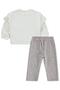 Cat Printed Shoulder Ruffle Set for 0-24 Months - White - 2