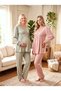 New Season Powder Shawl Collar Winter Button Detailed Special Design Long Sleeve Maternity Pajama Set - 6